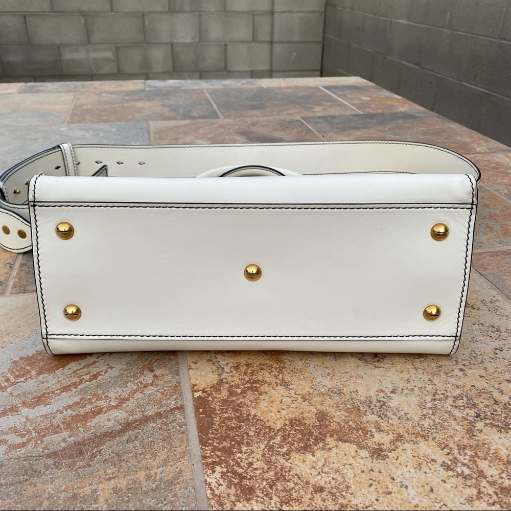 SOLD Christian Dior White Leather D-Bee Top Handle Bag - Picture 12 of 16